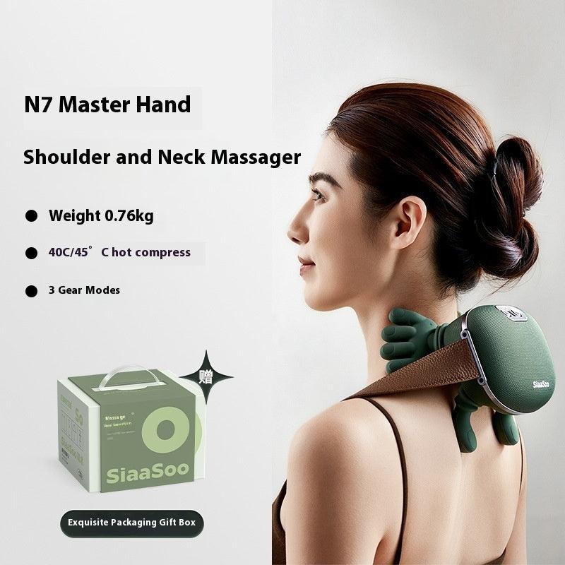 Rechargeable N7 moss green hand shoulder neck massager for adults in family use