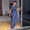 Solid Color Ruched Slim-Fit Long Dress Dream Voice