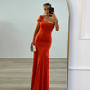 Asymmetrical Shoulder Slit Party Dress Dream Voice
