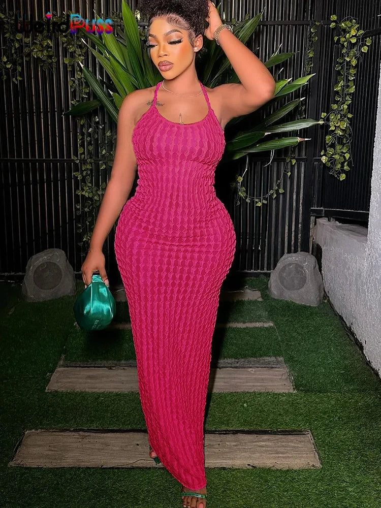 Backless Halter Bodycon Maxi Dress Dream Voice