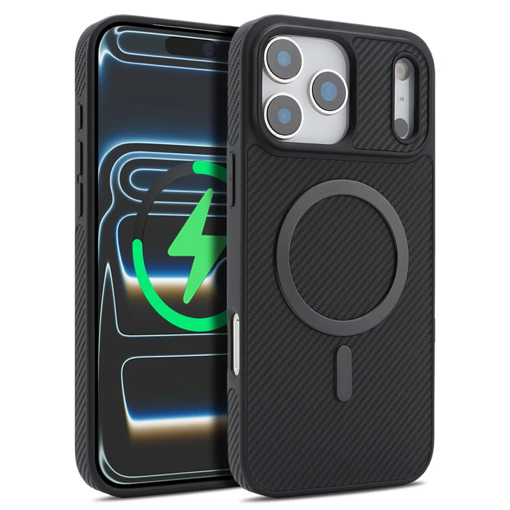Carbon Fiber Leather Magnetic Phone Case Dream Voice