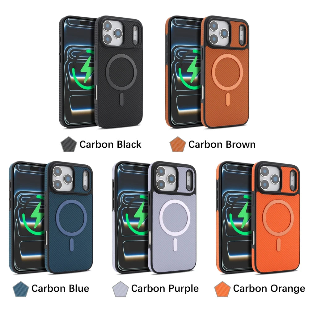 Carbon Fiber Leather Magnetic Phone Case Dream Voice
