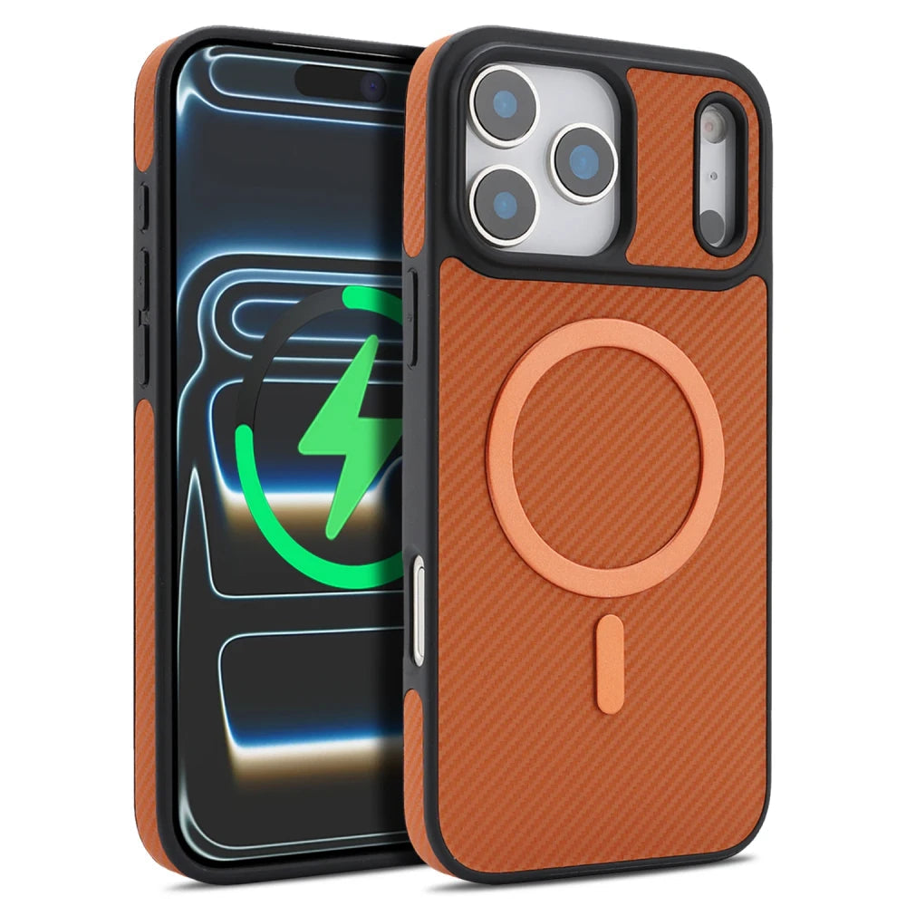 Carbon Fiber Leather Magnetic Phone Case Dream Voice