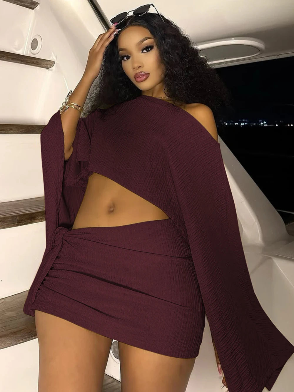 Knit Crop Top and Bandage Skirt Set Dream Voice