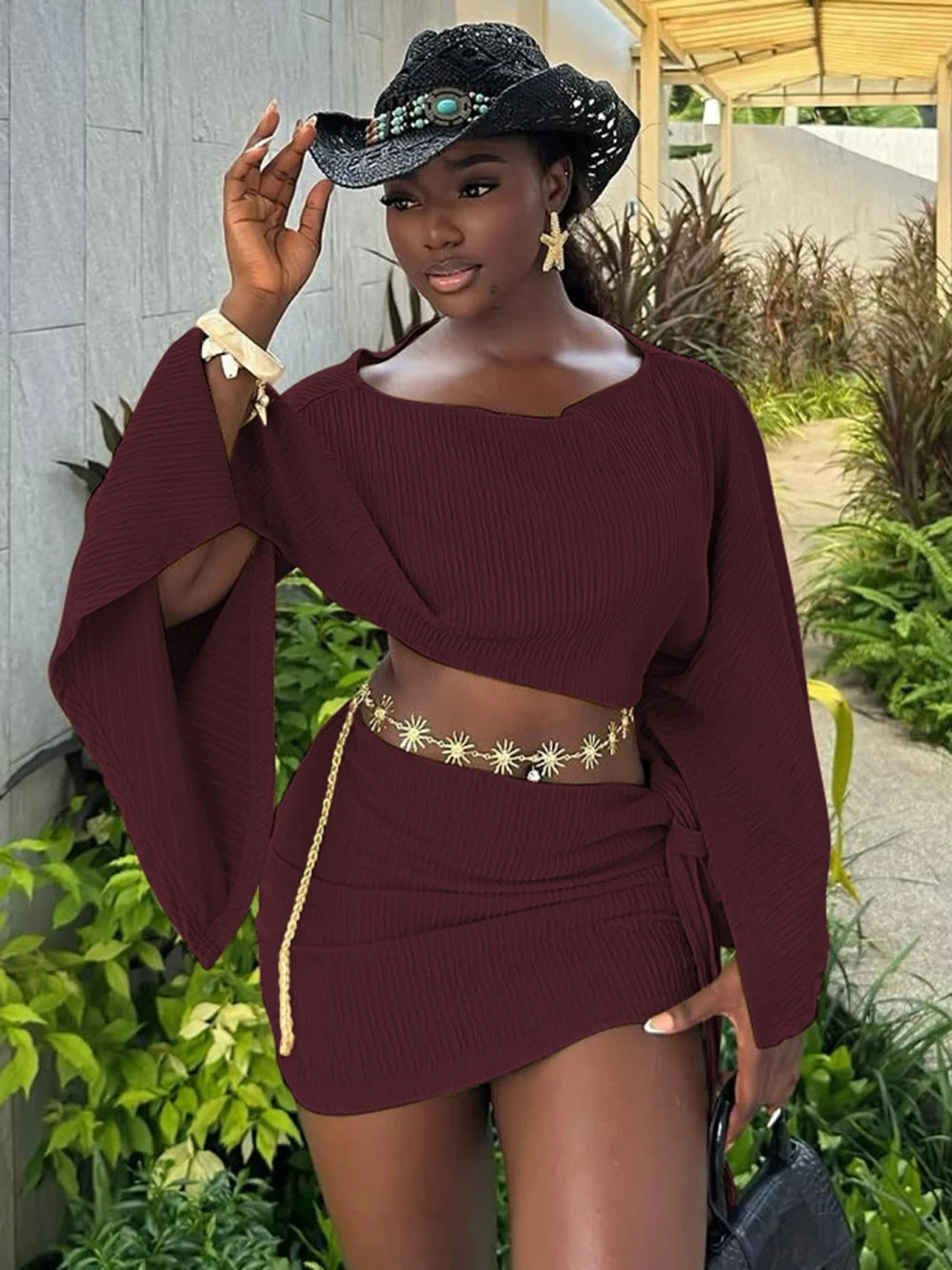 Knit Crop Top and Bandage Skirt Set Dream Voice