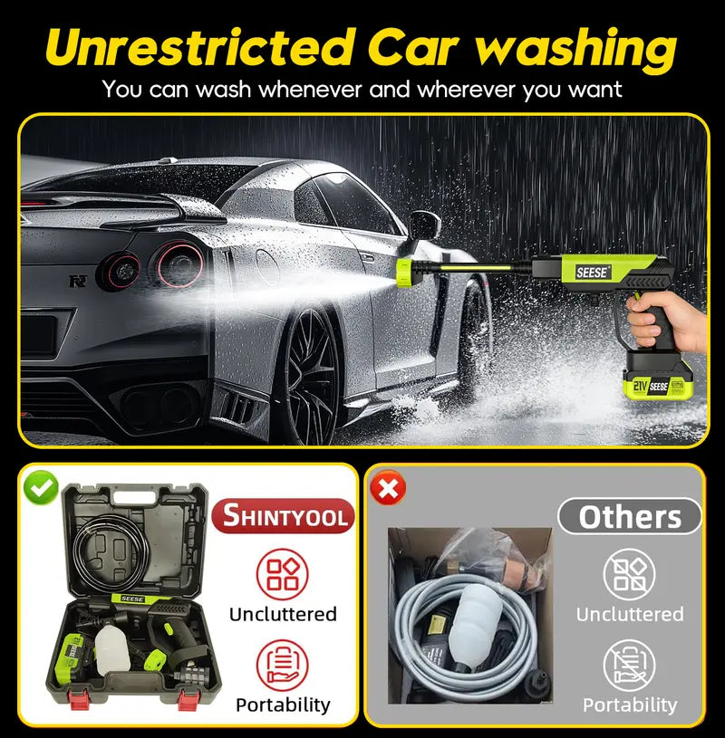 Cordless High-Pressure Washer and Single-Port Charging Dock—Portable Bottle-Fed Washer