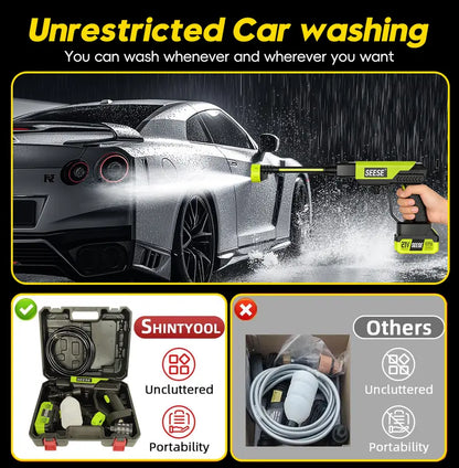 Cordless High-Pressure Washer and Single-Port Charging Dock—Portable Bottle-Fed Washer