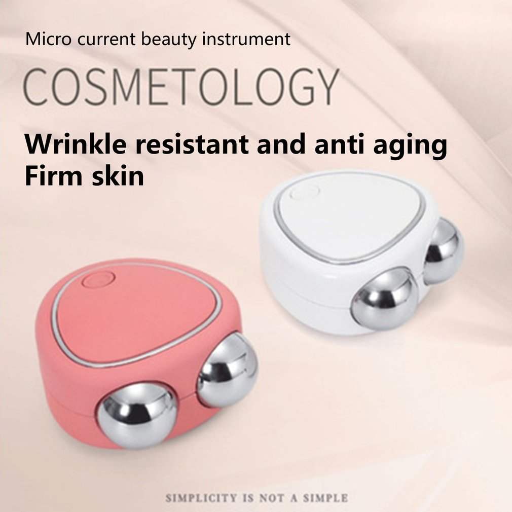 Portable Facial Micro-current Beauty Instrument For Lifting Thinning And Reducing Edema With Double Roller Massager null