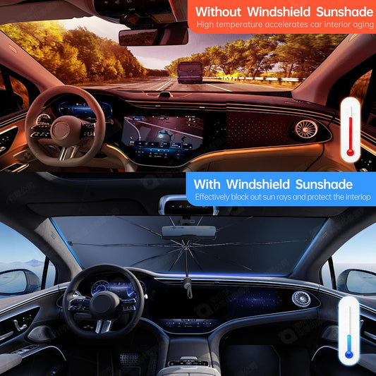 ☀️LAST DAY SALE – ONLY ￡12.99!!🔥Upgraded Car Windshield Sun Shade Umbrella🚗Foldable Heat Insulation Front Window Sun Visor