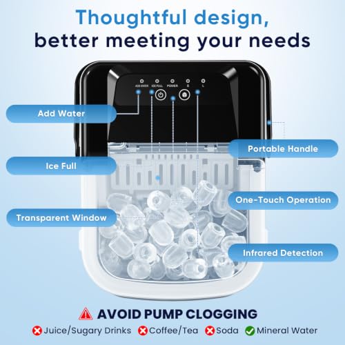 NEWBULIG Ice Maker, Countertop Ice Machine with Handle