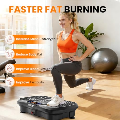 AXV Vibration Plate Fitness Platform Exercise Machine Vibrating Shaking Full Body Shaker Workout Vibrate Stand Shake Board Sport for Weight Loss Fat Burner for Gym Home Office