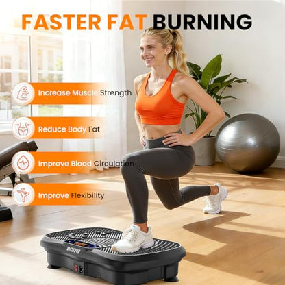 AXV Vibration Plate Fitness Platform Exercise Machine Vibrating Shaking Full Body Shaker Workout Vibrate Stand Shake Board Sport for Weight Loss Fat Burner for Gym Home Office
