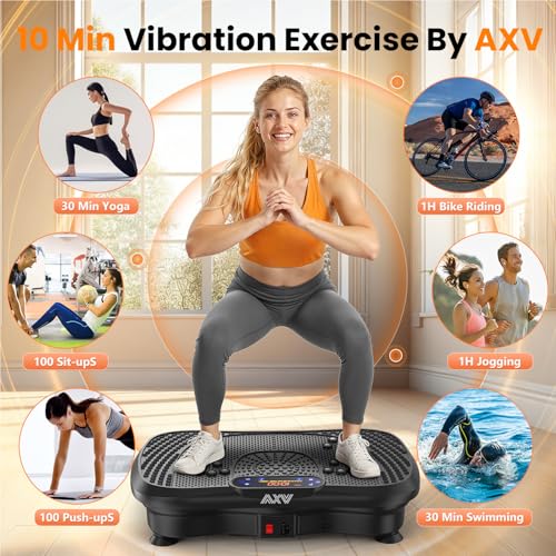 AXV Vibration Plate Fitness Platform Exercise Machine Vibrating Shaking Full Body Shaker Workout Vibrate Stand Shake Board Sport for Weight Loss Fat Burner for Gym Home Office