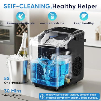 NEWBULIG Ice Maker, Countertop Ice Machine with Handle