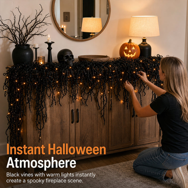 Spooky Chic Halloween Mantel Decor