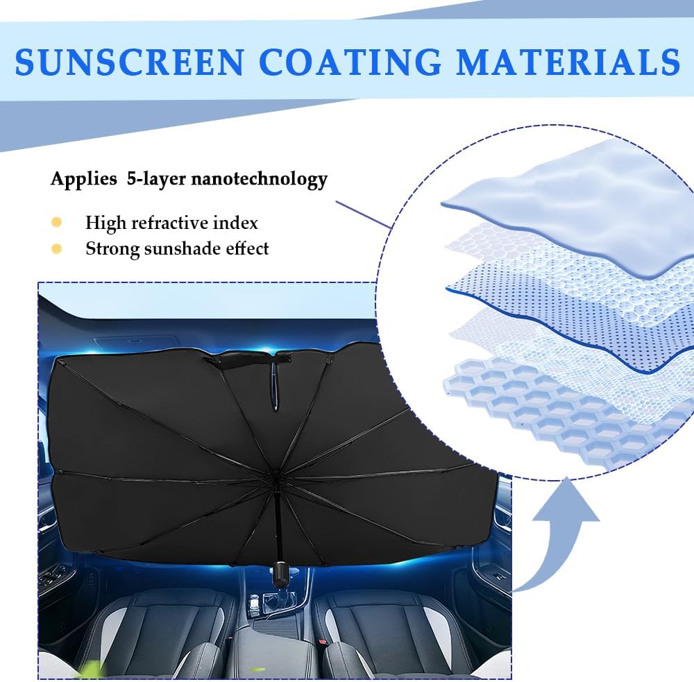 ☀️LAST DAY SALE – ONLY ￡12.99!!🔥Upgraded Car Windshield Sun Shade Umbrella🚗Foldable Heat Insulation Front Window Sun Visor