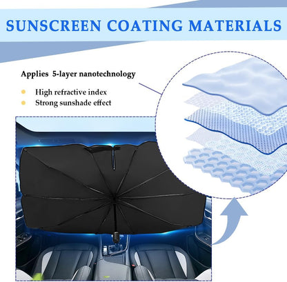 ☀️LAST DAY SALE – ONLY ￡12.99!!🔥Upgraded Car Windshield Sun Shade Umbrella🚗Foldable Heat Insulation Front Window Sun Visor