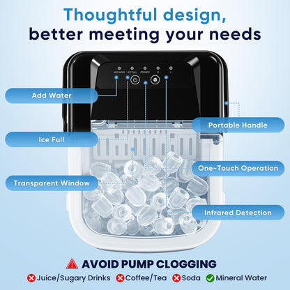 NEWBULIG Ice Maker, Countertop Ice Machine with Handle