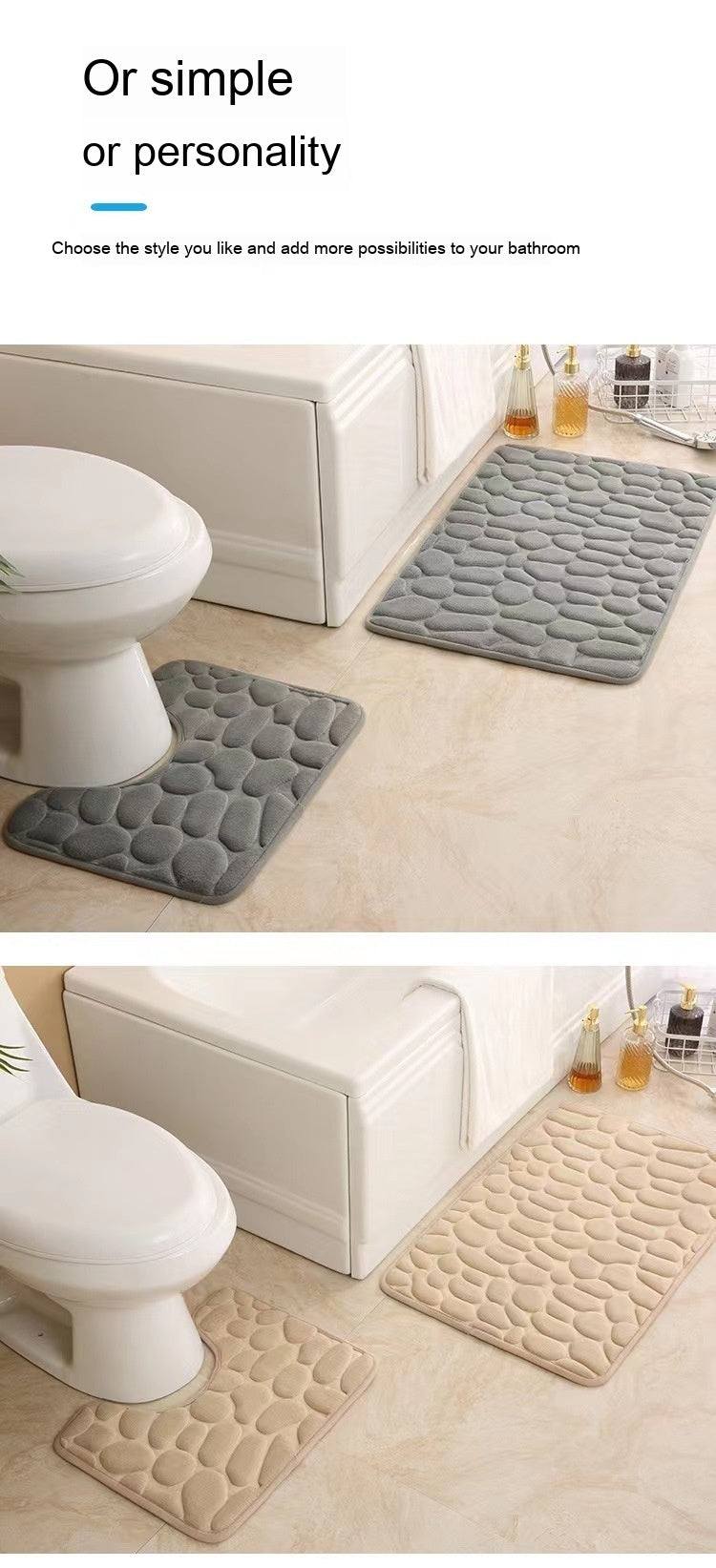 Simple Pebble Memory Sponge U-shaped Floor Mat Best Choice For 3C Discount Store