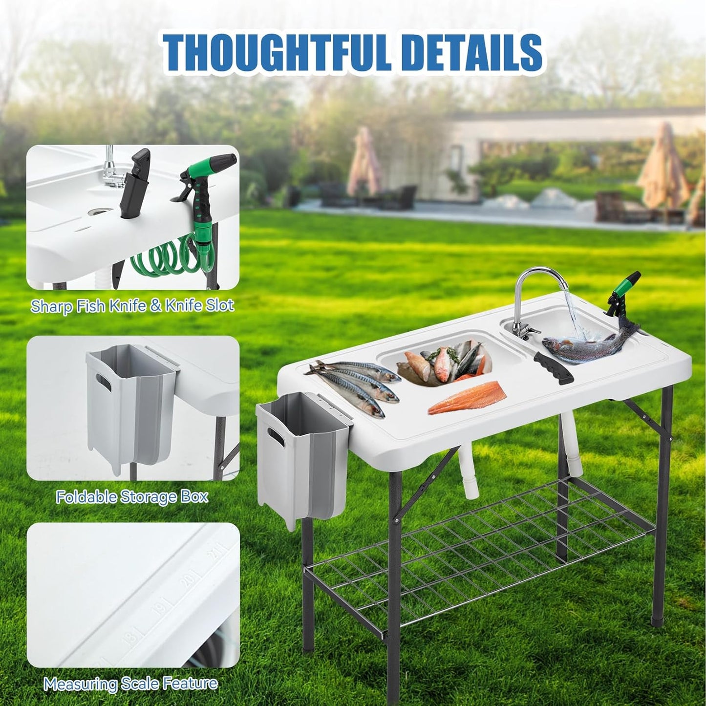 42.5-Inch Portable Camping Sink Table