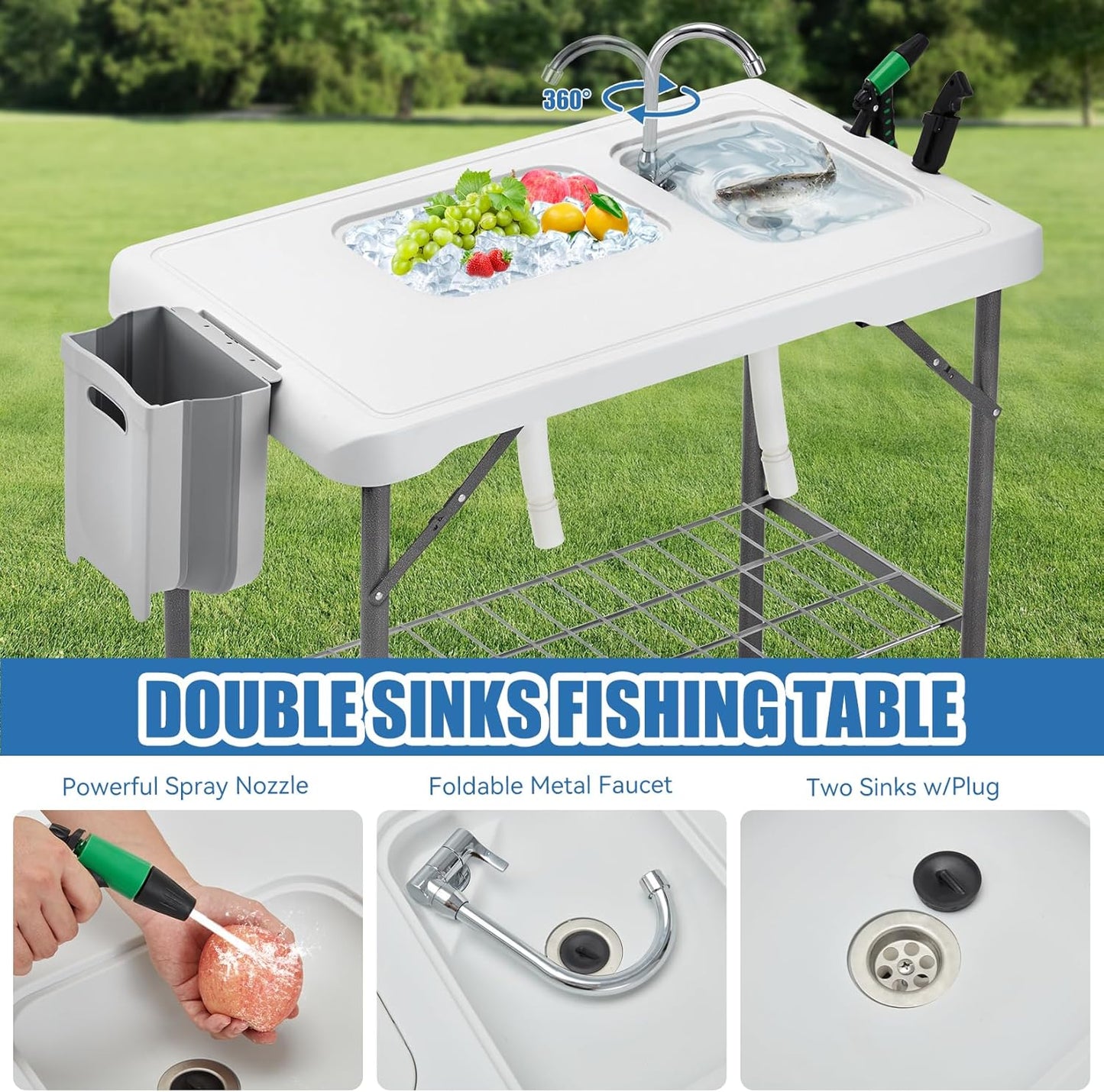 42.5-Inch Portable Camping Sink Table