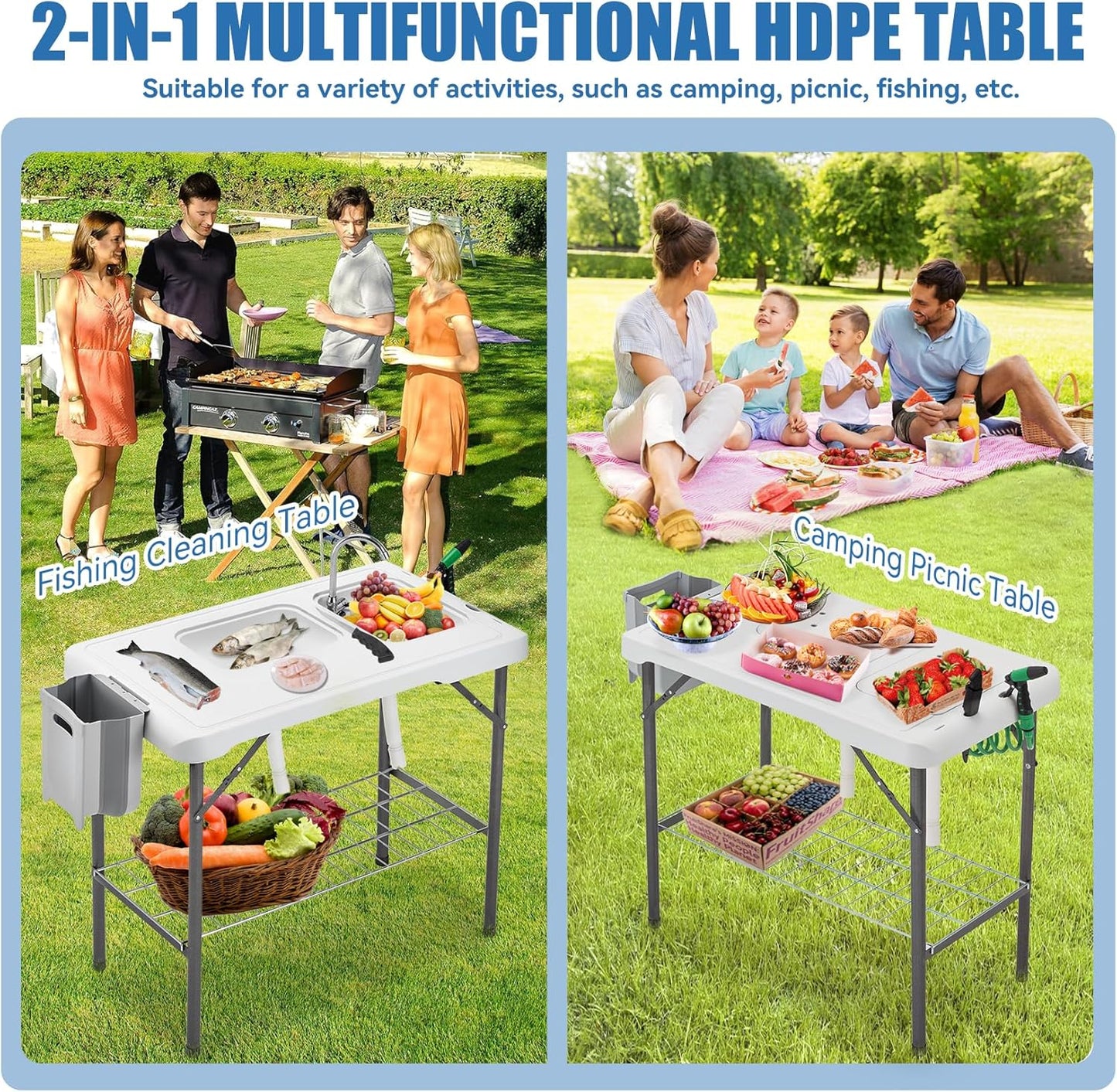 42.5-Inch Portable Camping Sink Table