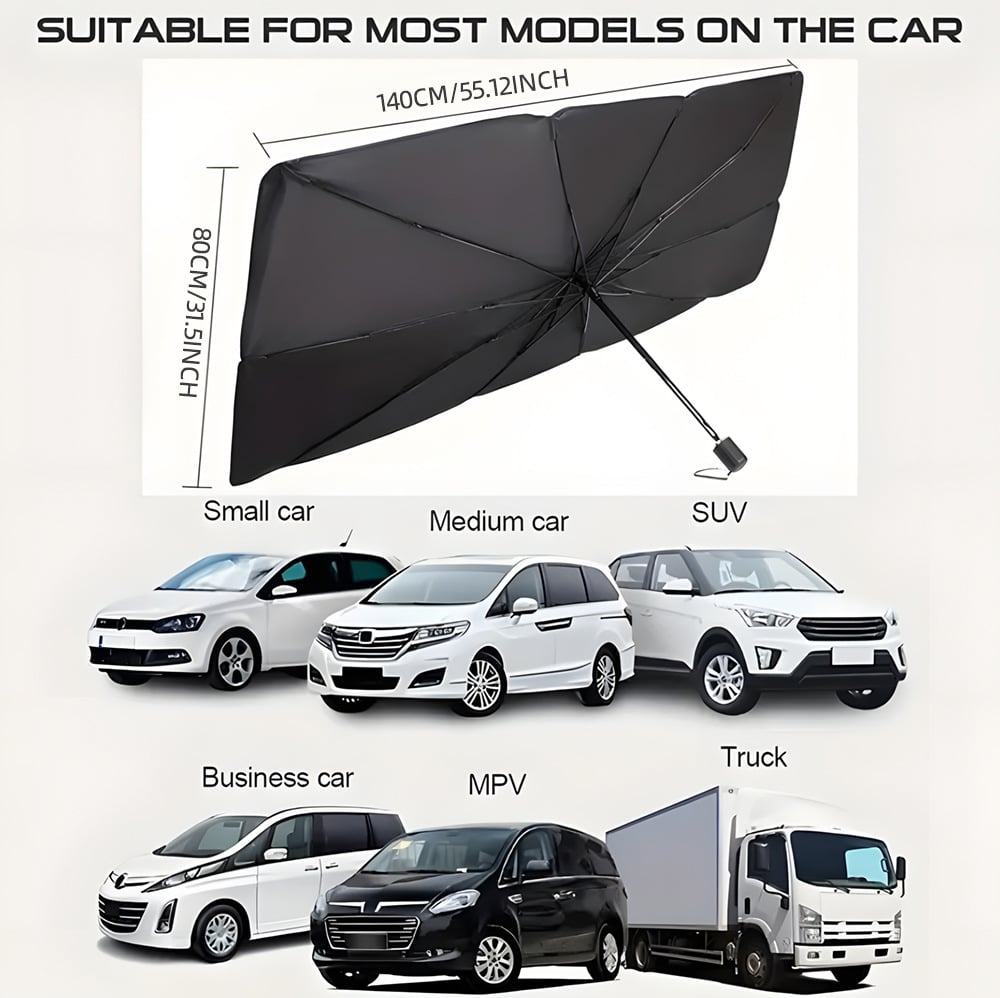 ☀️LAST DAY SALE – ONLY ￡12.99!!🔥Upgraded Car Windshield Sun Shade Umbrella🚗Foldable Heat Insulation Front Window Sun Visor