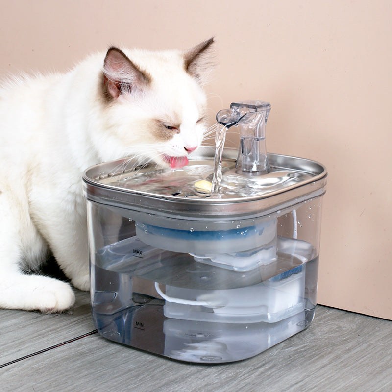 Pet cat dog stainless steel automatic water dispenser fountain with ultra-quiet pump and large capacity for multiple pets