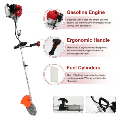 Gas Powered 4-In-1 Weed Wacker With Trimmer Edger Hedge Tool