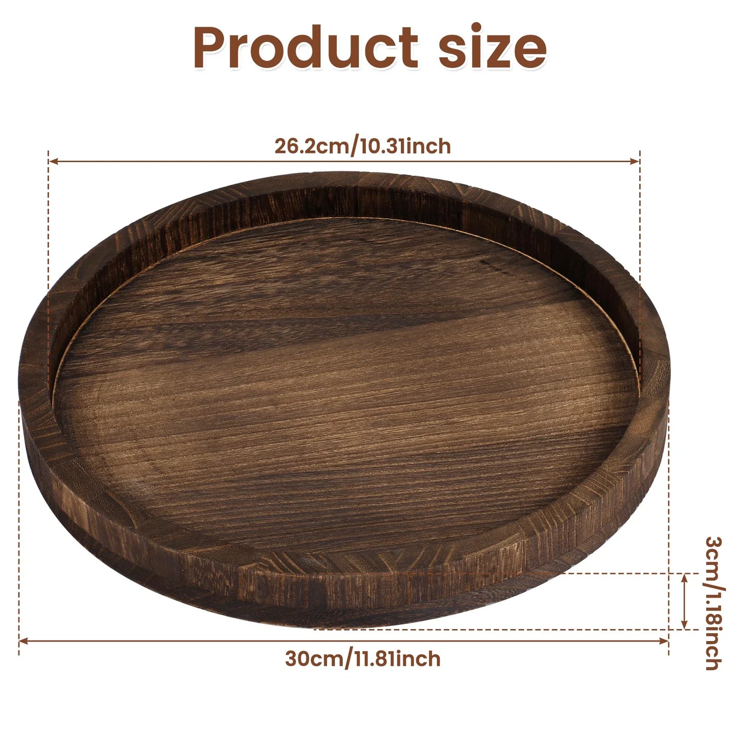 Round Wooden Tray with Candle Holder