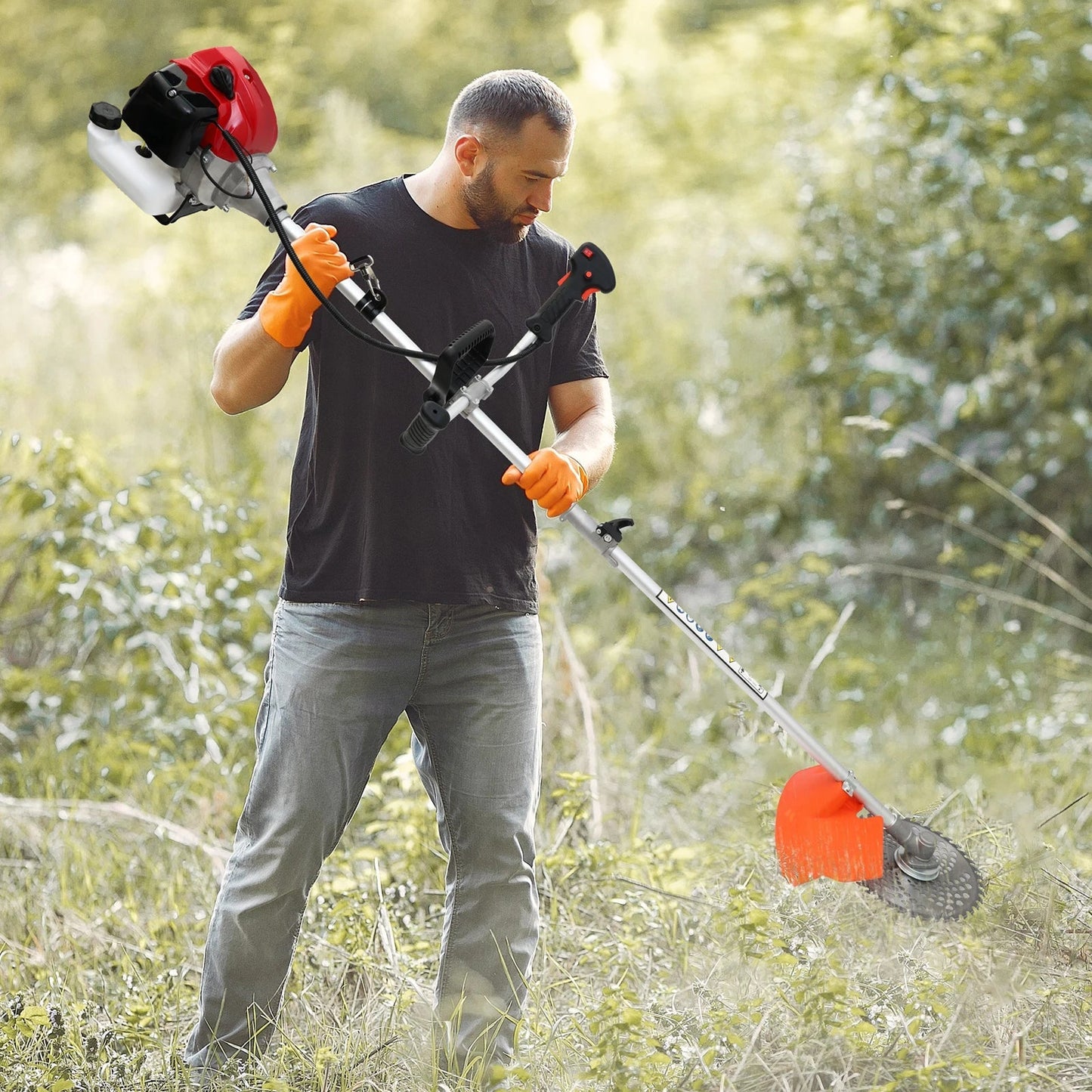 Gas Powered 4-In-1 Weed Wacker With Trimmer Edger Hedge Tool