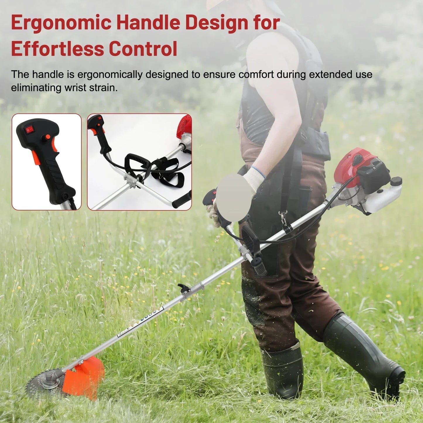 Gas Powered 4-In-1 Weed Wacker With Trimmer Edger Hedge Tool