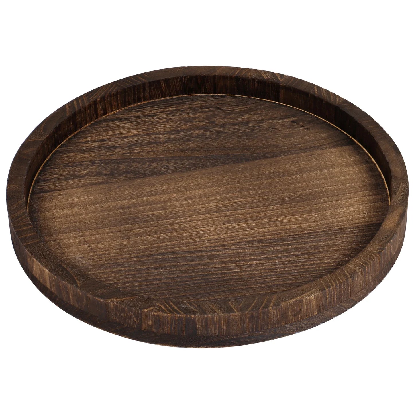 Round Wooden Tray with Candle Holder