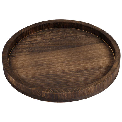 Round Wooden Tray with Candle Holder