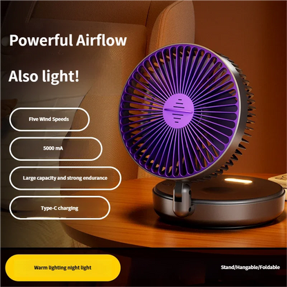 Foldable Glow-in-the-Dark Desk Fan