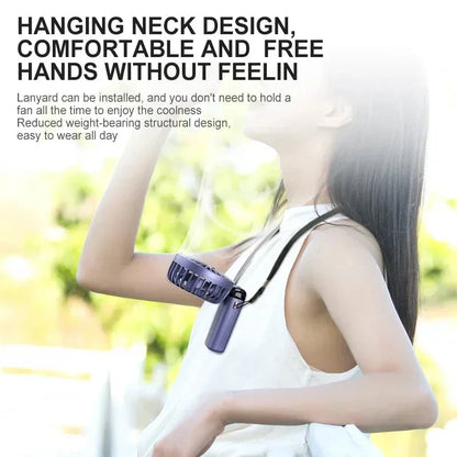 5-Speed Foldable Neck Fan with Phone Stand – USB-C Rechargeable Mini Fan, 1800mAh Battery & Display Screen for Hands-Free Cooling