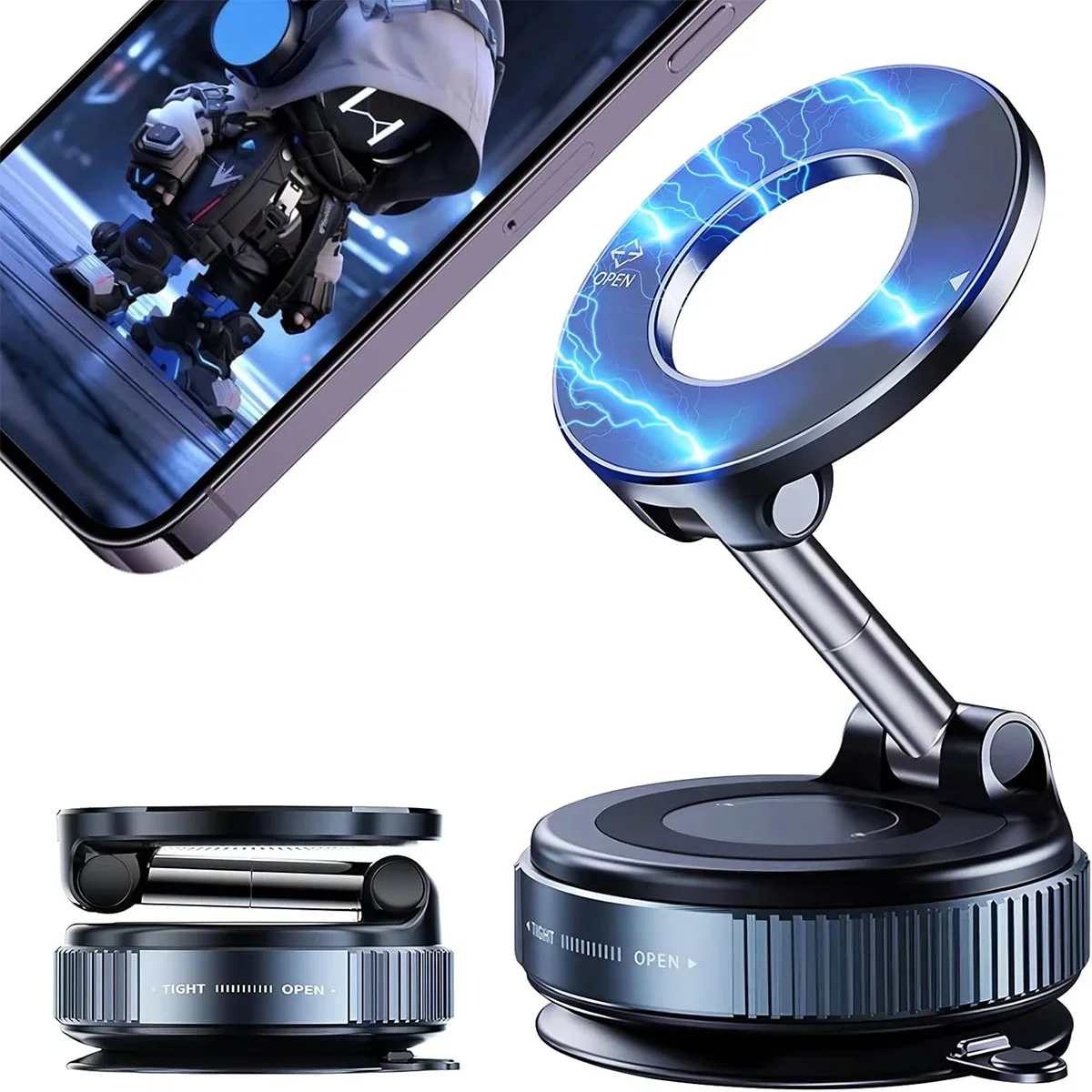 2026 Magnetic vacuum  car phone holder 360 adjustable mount Stone's Store