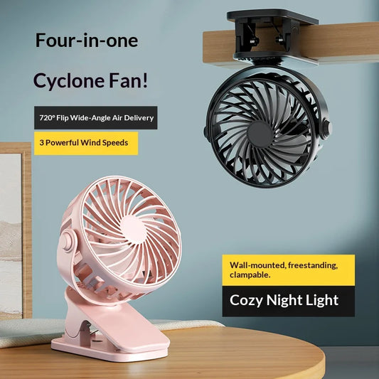 HOMEFISH Clip Fan with Night Light