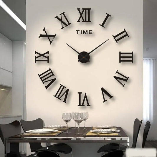 DIY Mirror Wall Clock — Large Round Self-Adhesive Statement Piece
