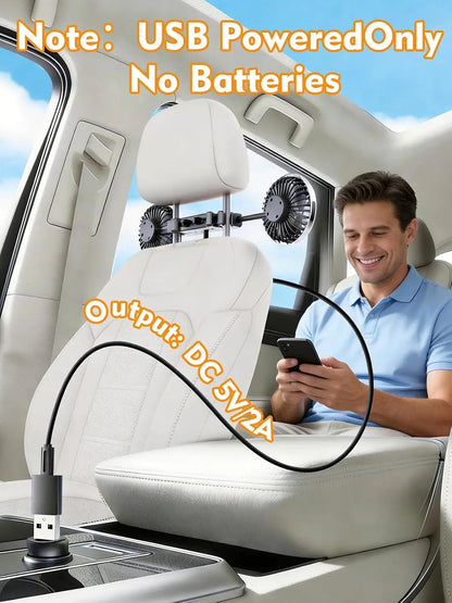 🚗💨 360° Dual USB Car Fan – Cool Every Seat