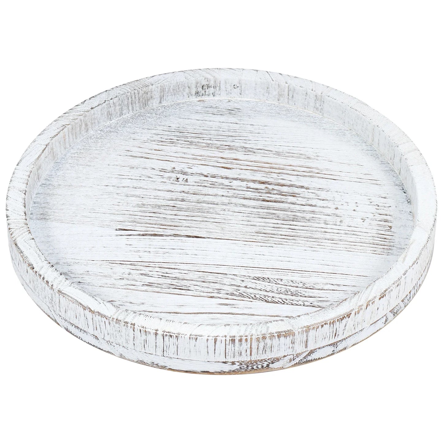 Round Wooden Tray with Candle Holder