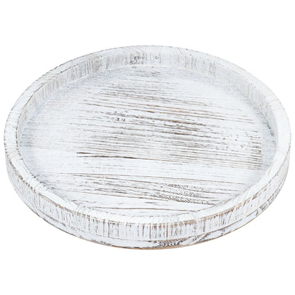 Round Wooden Tray with Candle Holder