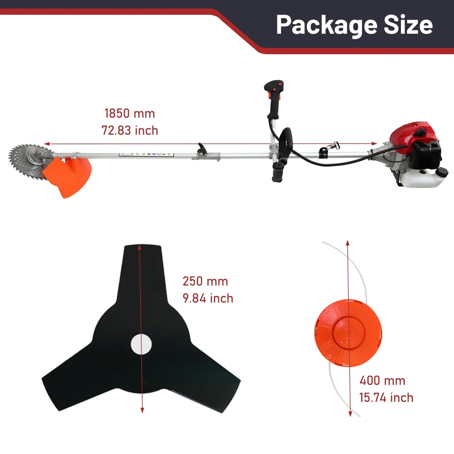 Gas Powered 4-In-1 Weed Wacker With Trimmer Edger Hedge Tool