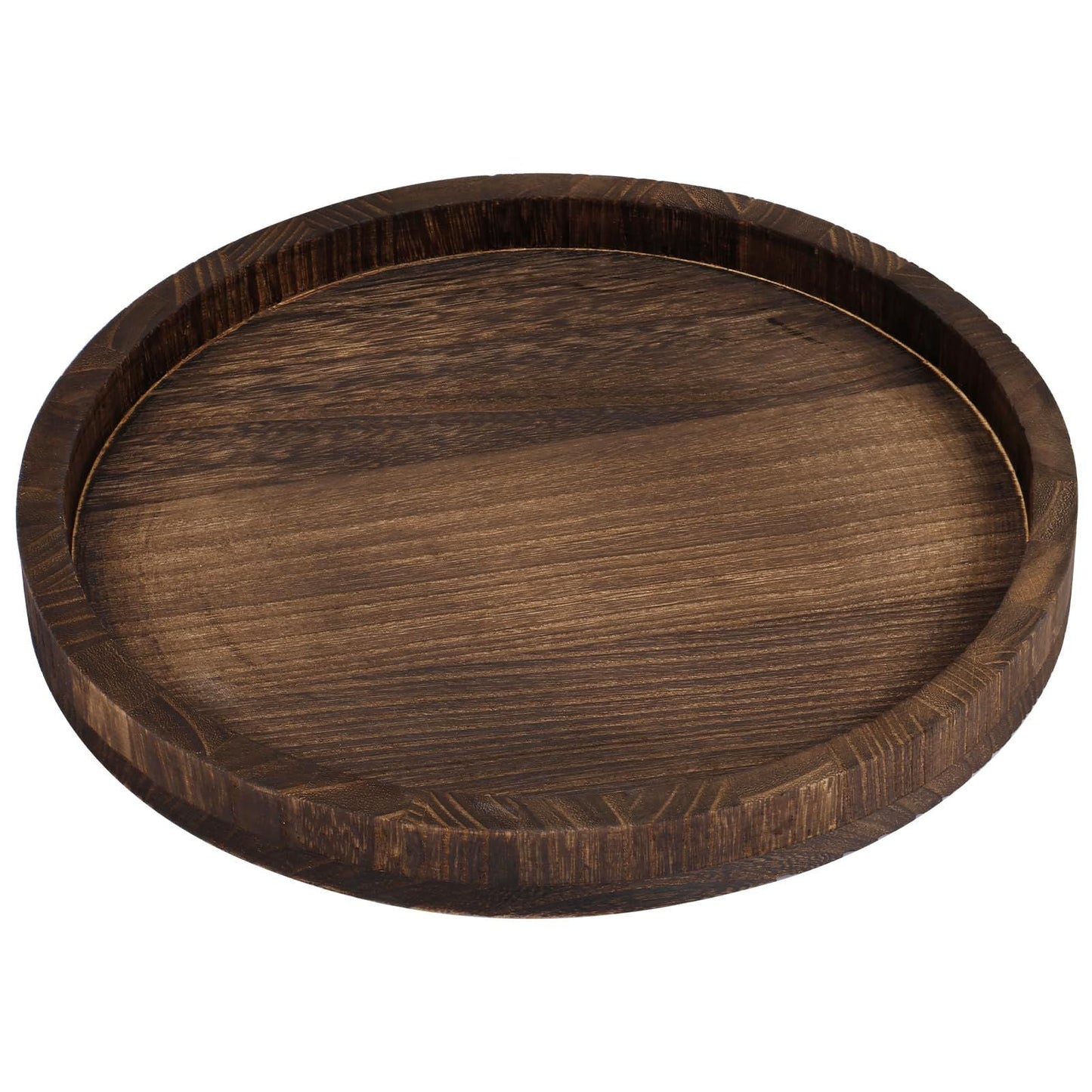 Round Wooden Tray with Candle Holder