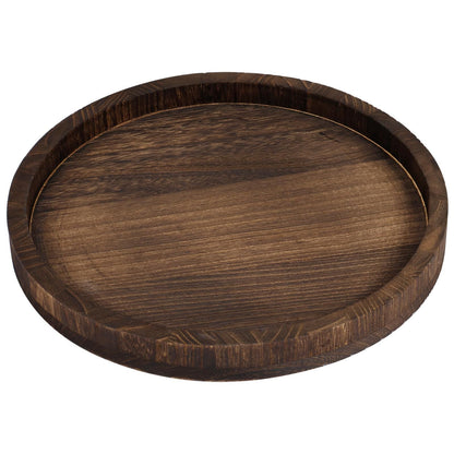 Round Wooden Tray with Candle Holder