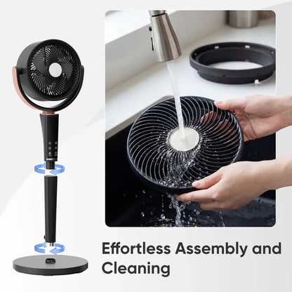 Quiet Bedroom Pedestal Fan with Remote, 20dB DC Air Circulator, 15 Speeds, 5 Modes & 120° Oscillation Dream Voice