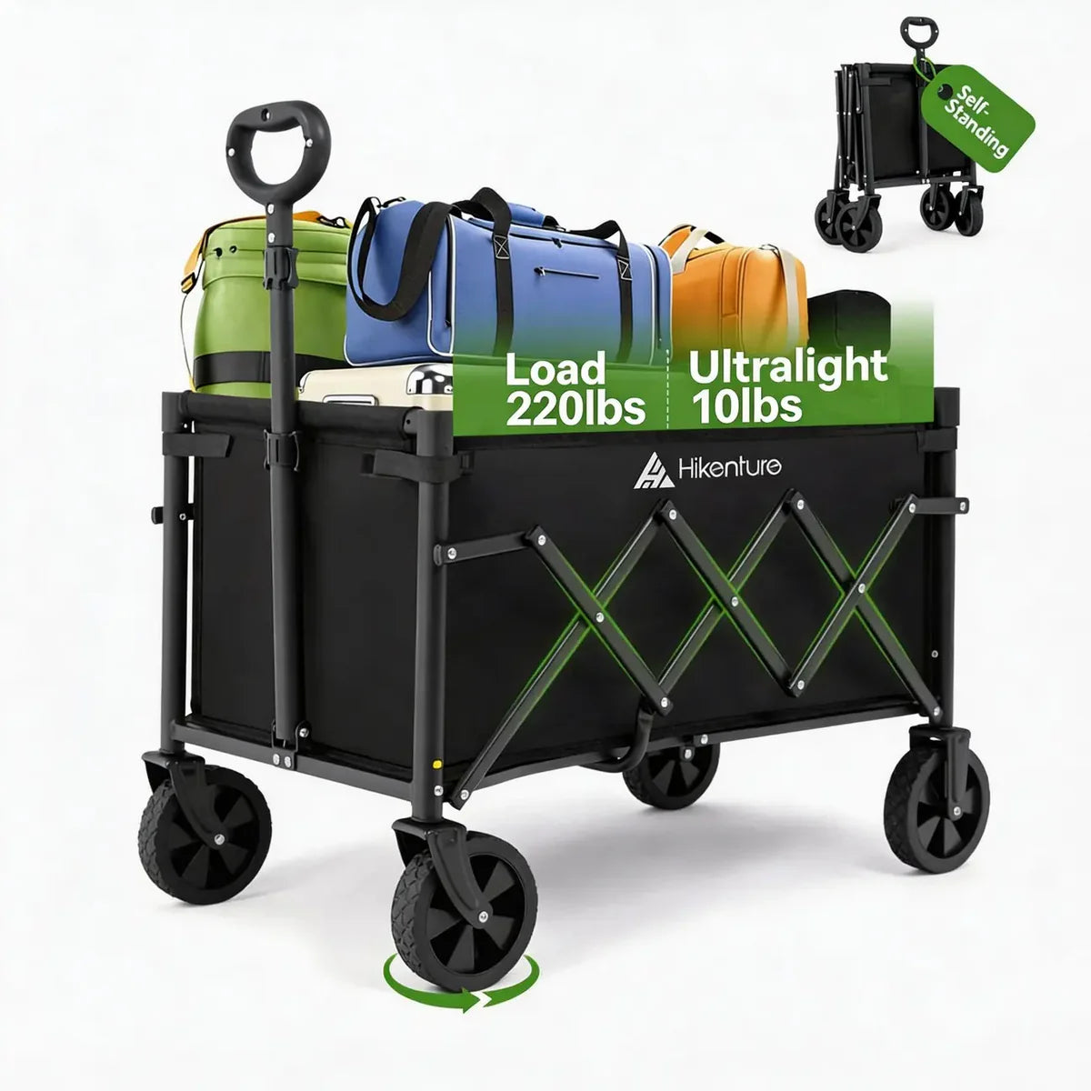 Collapsible Wagon | All-Terrain Wheels | 220 lb Weight Capacity