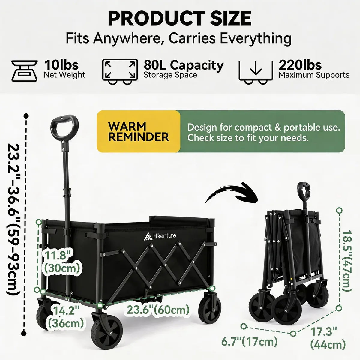 Collapsible Wagon | All-Terrain Wheels | 220 lb Weight Capacity