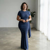 Solid Color Ruched Slim-Fit Long Dress Dream Voice