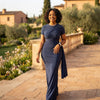 Solid Color Ruched Slim-Fit Long Dress Dream Voice